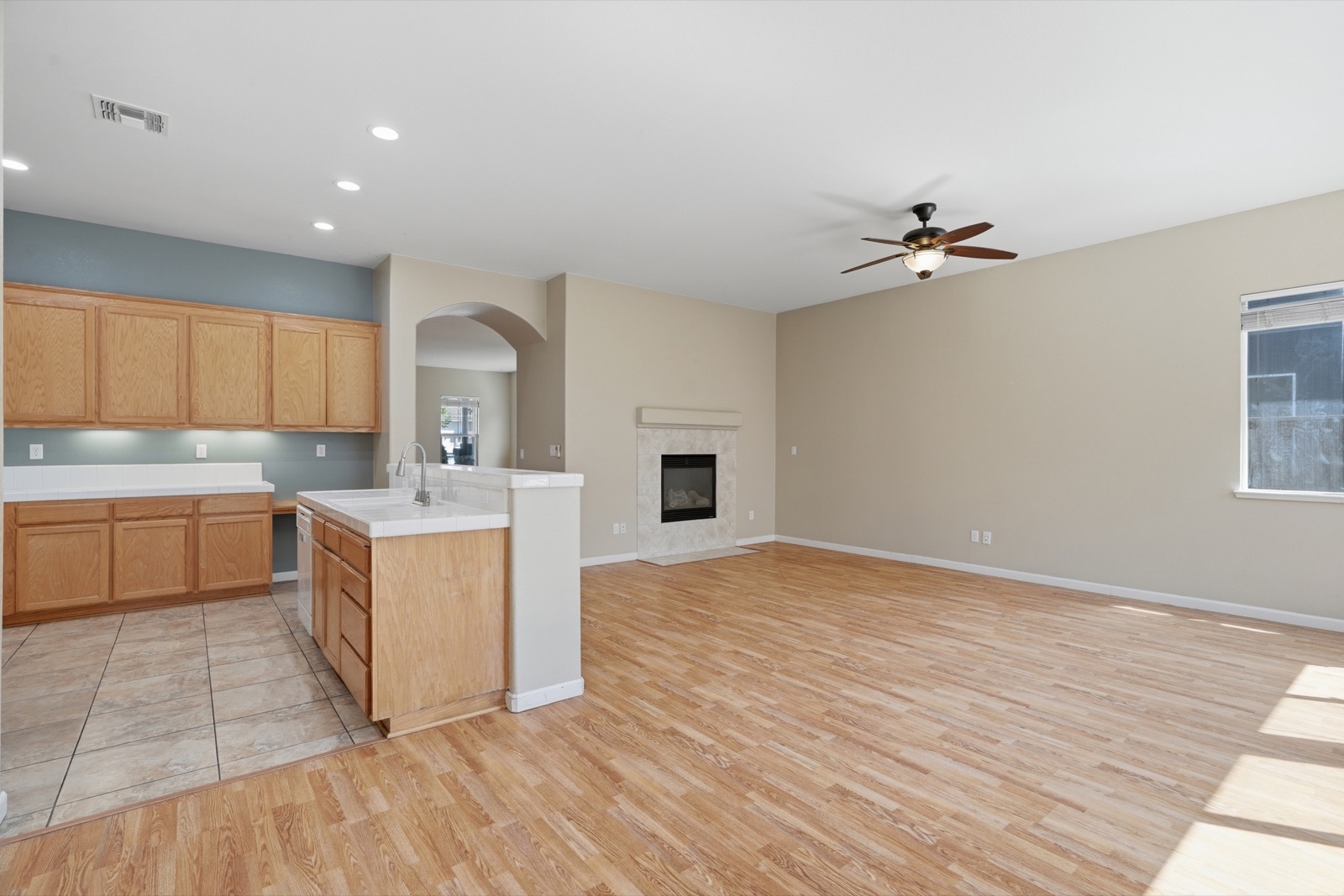 Open living room and kitchen